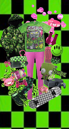 Pink and green scene boy