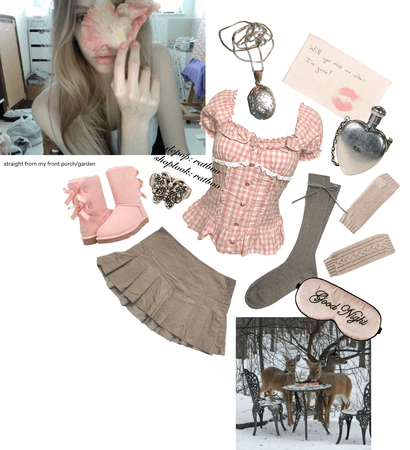 pink and neutrals winter fawn girl