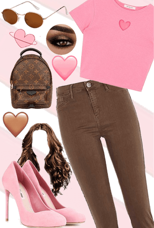 pink and chocolate brown outfit
