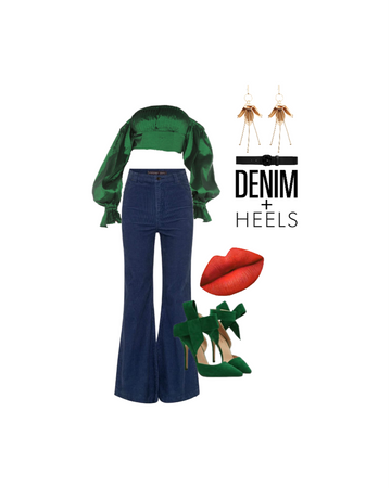 denim and heels