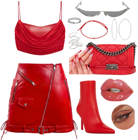 red & leather