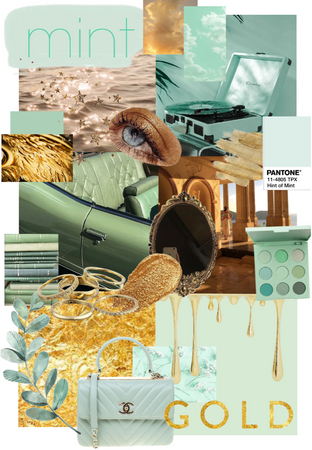 Mint and gold moodboard