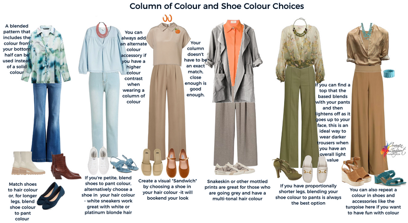 column of colour and shoe colours