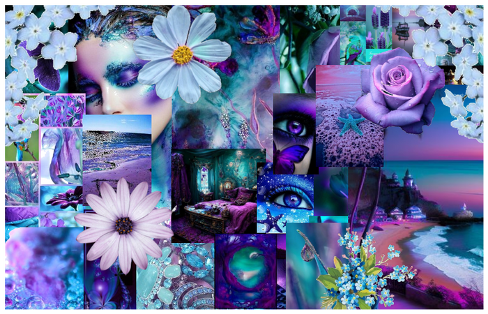 purple and turquoise mood board