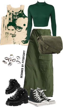 green cargo skirt