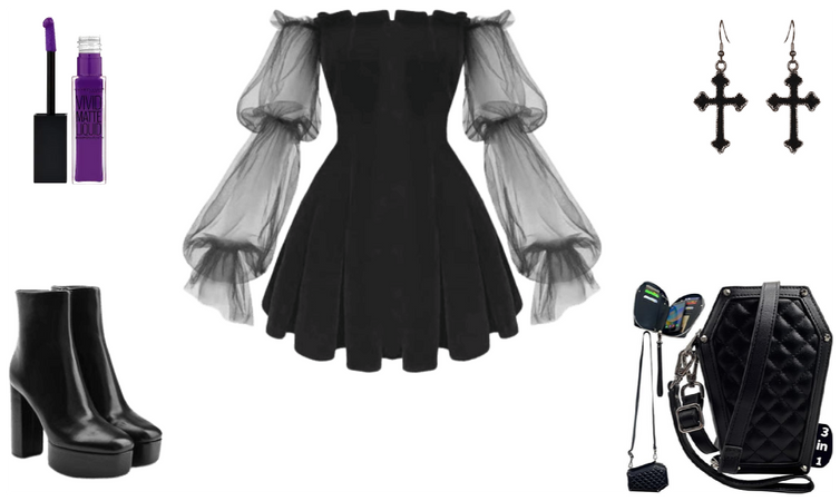 Goth Outfit with Coffin Purse
