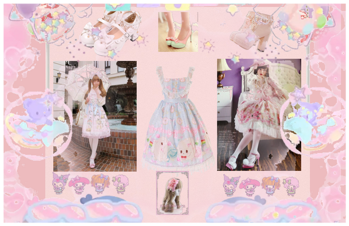 Cutesey sanrio lolita outfit!!