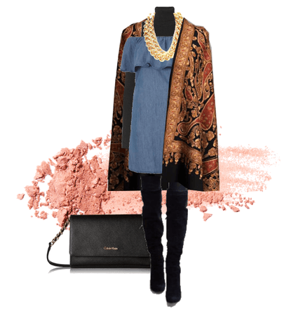 Autumnized bardot chambray shift dress