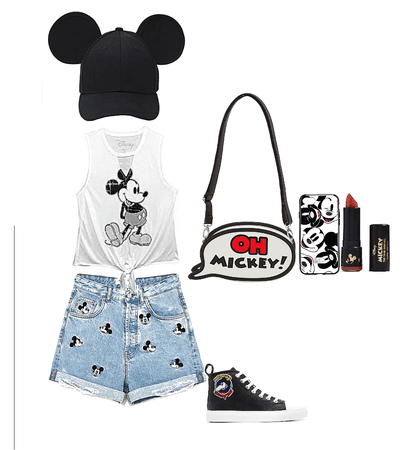 Mickey Mouse black, white, and a touch of red