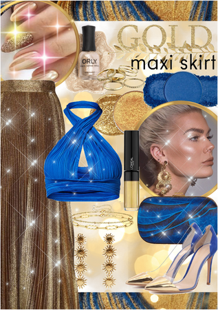 Golden maxi skirt (with blue 💙)