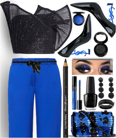 black sequins with cobalt blue