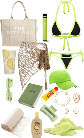 lime green, beach outfit