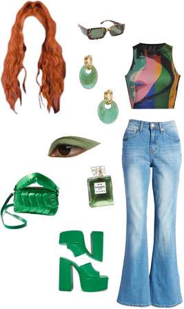 green kinda 00s outfit