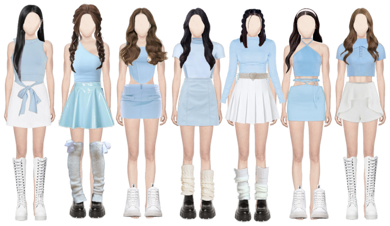 7 group blue kpop outfit
