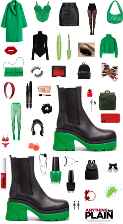 Black and Green Boots Outfit