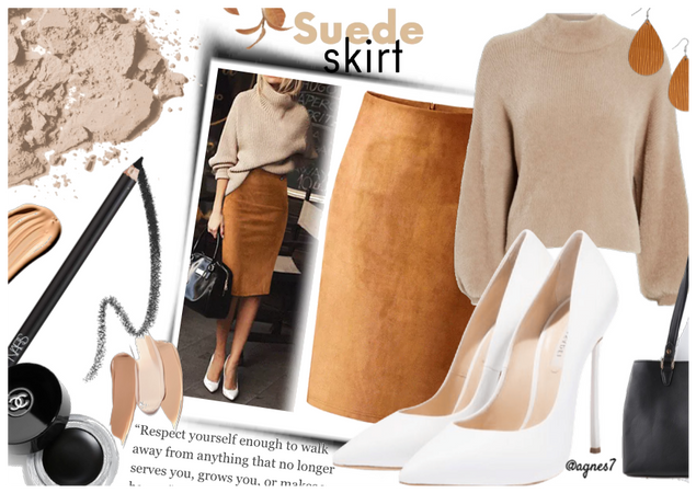 Suede Pencil skirt