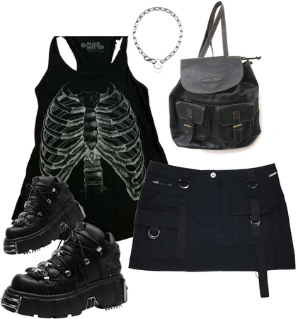 black skeleton 90s streetoutfit