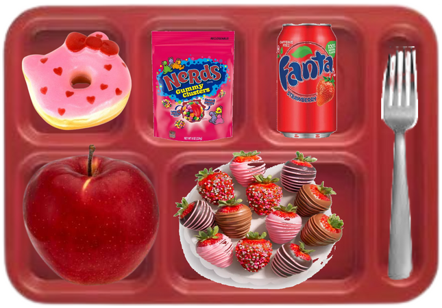 Red day sweets lunch tray