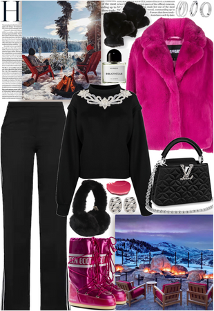 Black & Fushia outfit with moon boots