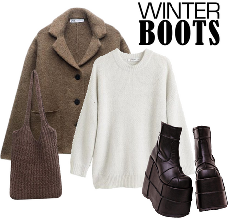 brown and white winter outfit