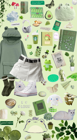 Green and white outfit