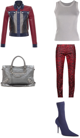 Maroon, navy blue, and Grey fall outfit