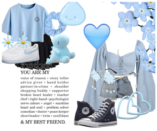 Mother and daughter light blue fit