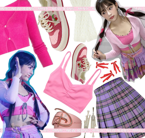pink kidcore inspired  by Minji from New Jeans
