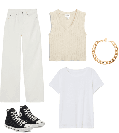 white fall school outfit