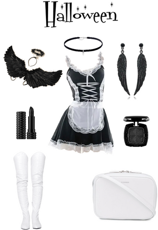 BLACK ANGEL MAID HALLOWEEN OUTFIT