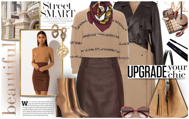 Gold, brown and nude streetstyle