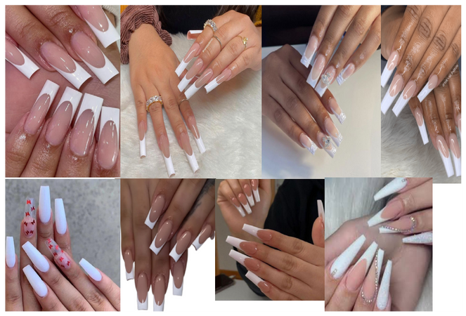 All white french nails