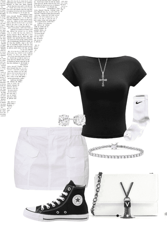 simple black and white outfit