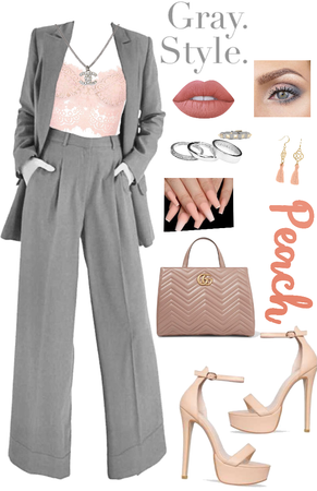 Gray and peach outfit