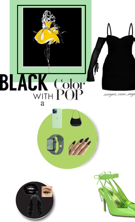 black with a pop of green