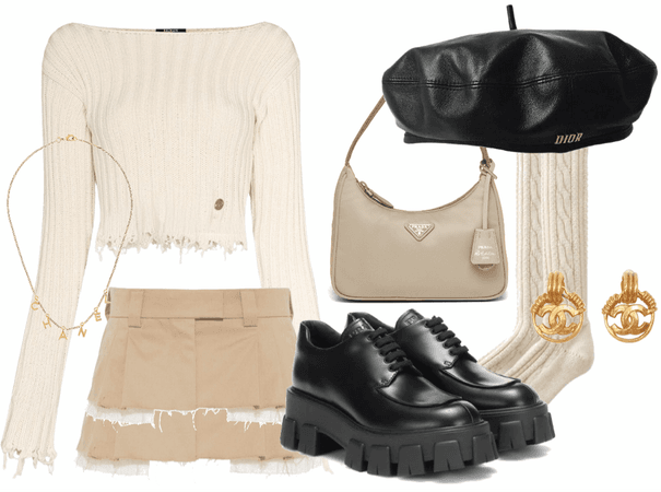 casual beige and black