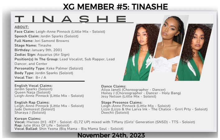 XG MEMBER #5: TINASHE