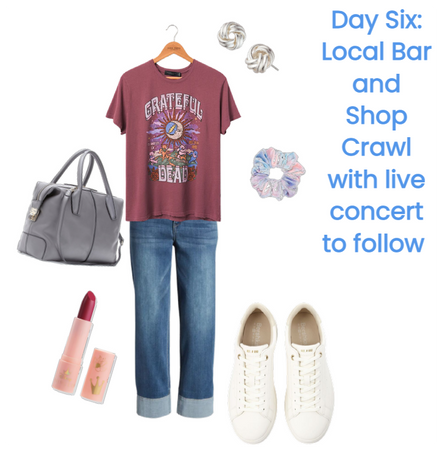 Day Six travel outfit : Bar crawl and concert day