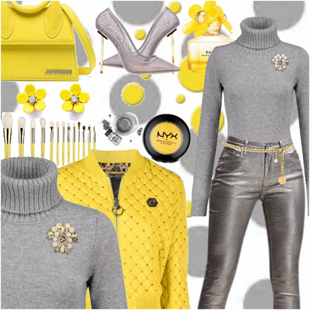 grey with yellow