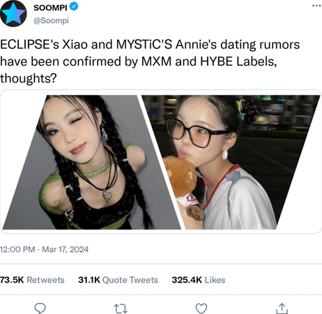 Xiao and MYSTiC's Annie Dating confirmation