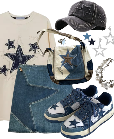 Denim star shoes + bag git