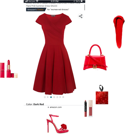 red v-neck dress for party, casual and work