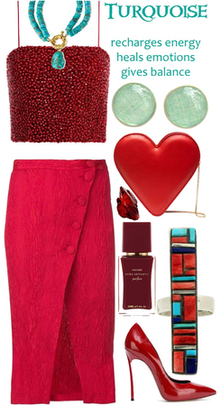 red + turquoise