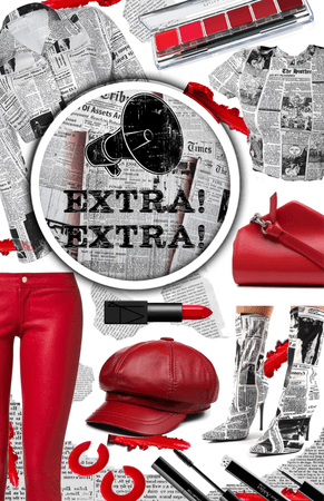 extra! extra! red leather and newspaper print