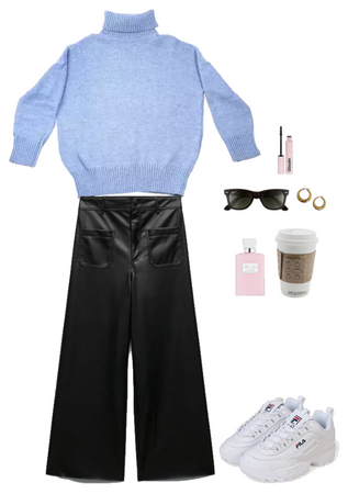 BLUE TURTLE NECK SWEATER OUTFIT