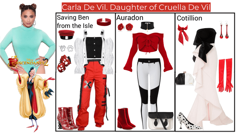 Carla De Vil. Daughter of Cruella De Vil. Descendants 2