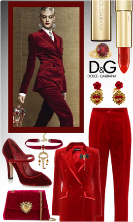 D&G red velvet suit