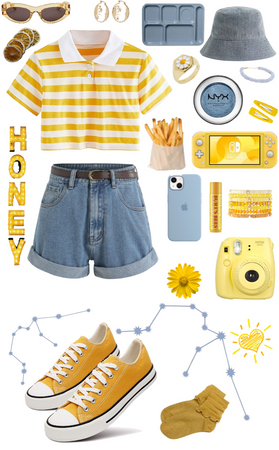 yellow-blue summer look converse girl