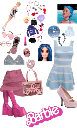 blue + pink Barbie outys