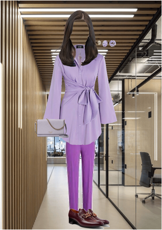 Purple Office Wrap Dress Outfit